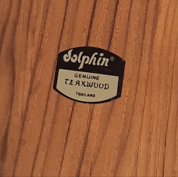 Vintage Dolphin Teak Cheese Board with Floral Trivet Charcuterie - Picture 5 of 5